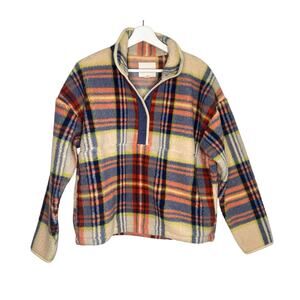 American Eagle Outfitters Long Sleeve Plaid Anorak Pullover Sweater Multi Small